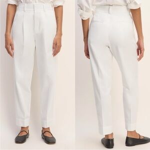 Everlane The Draper Tapered Pleated Pant in Buttersmooth White Size 8